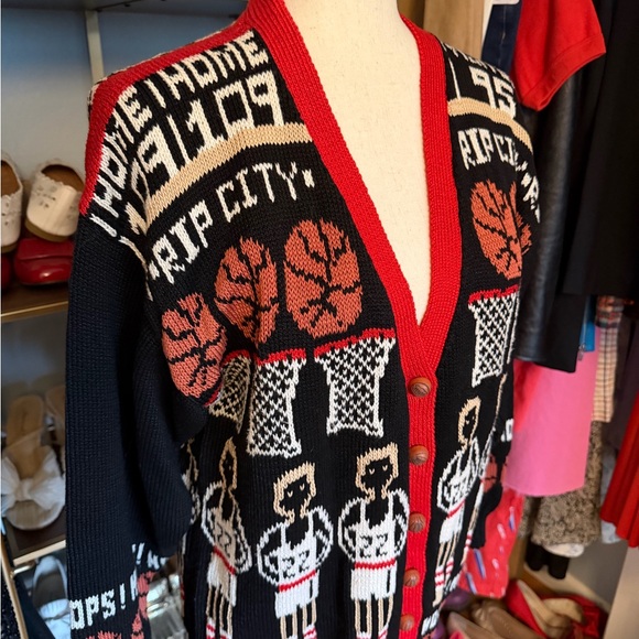 Vintage Rare Ani Barrie Basketball Cardigan - Size Medium - Picture 3 of 9